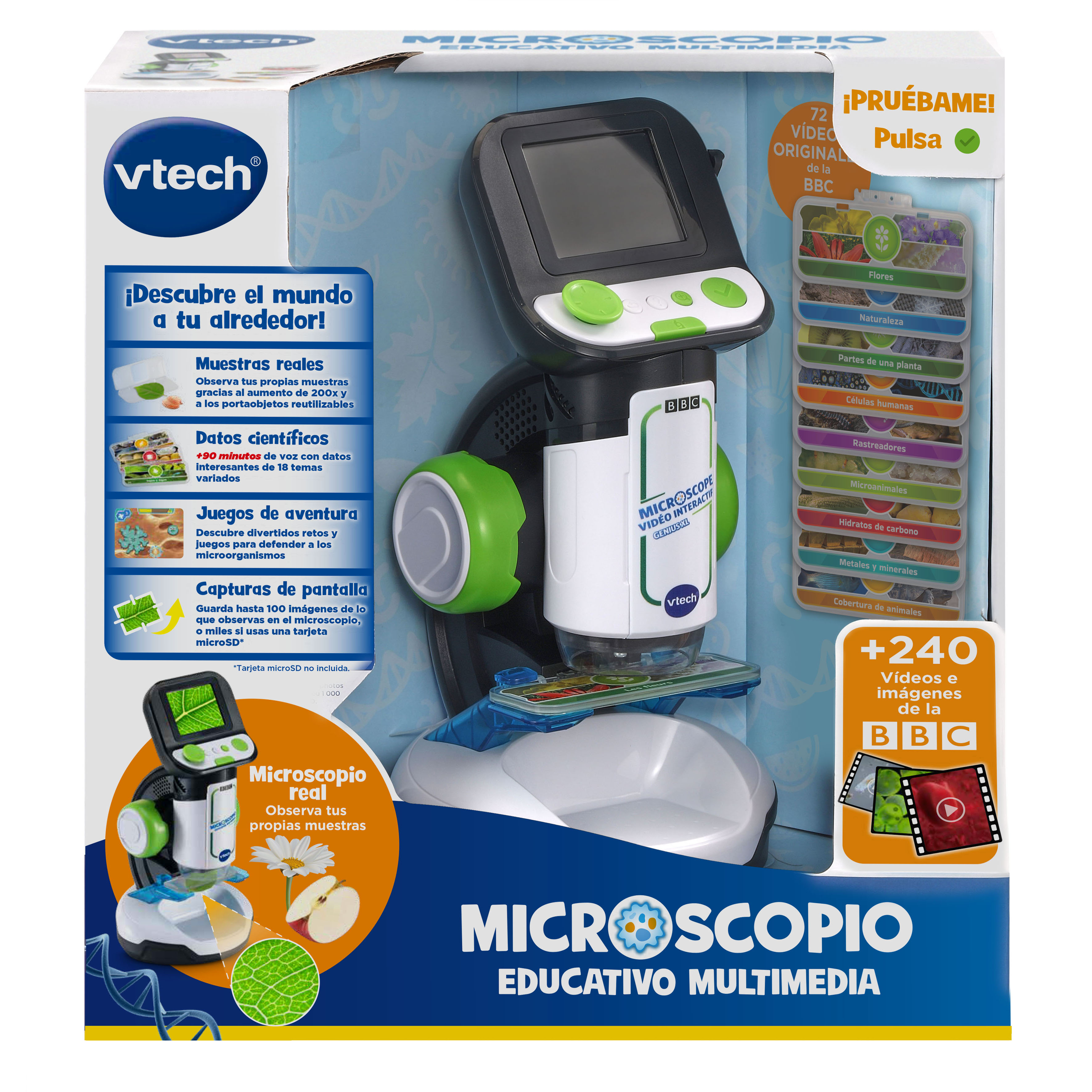 Microscopio educativo multimedia, Microscopio interactivo con pantalla y + 240 imágenes y vídeos de la BBC VTech 6