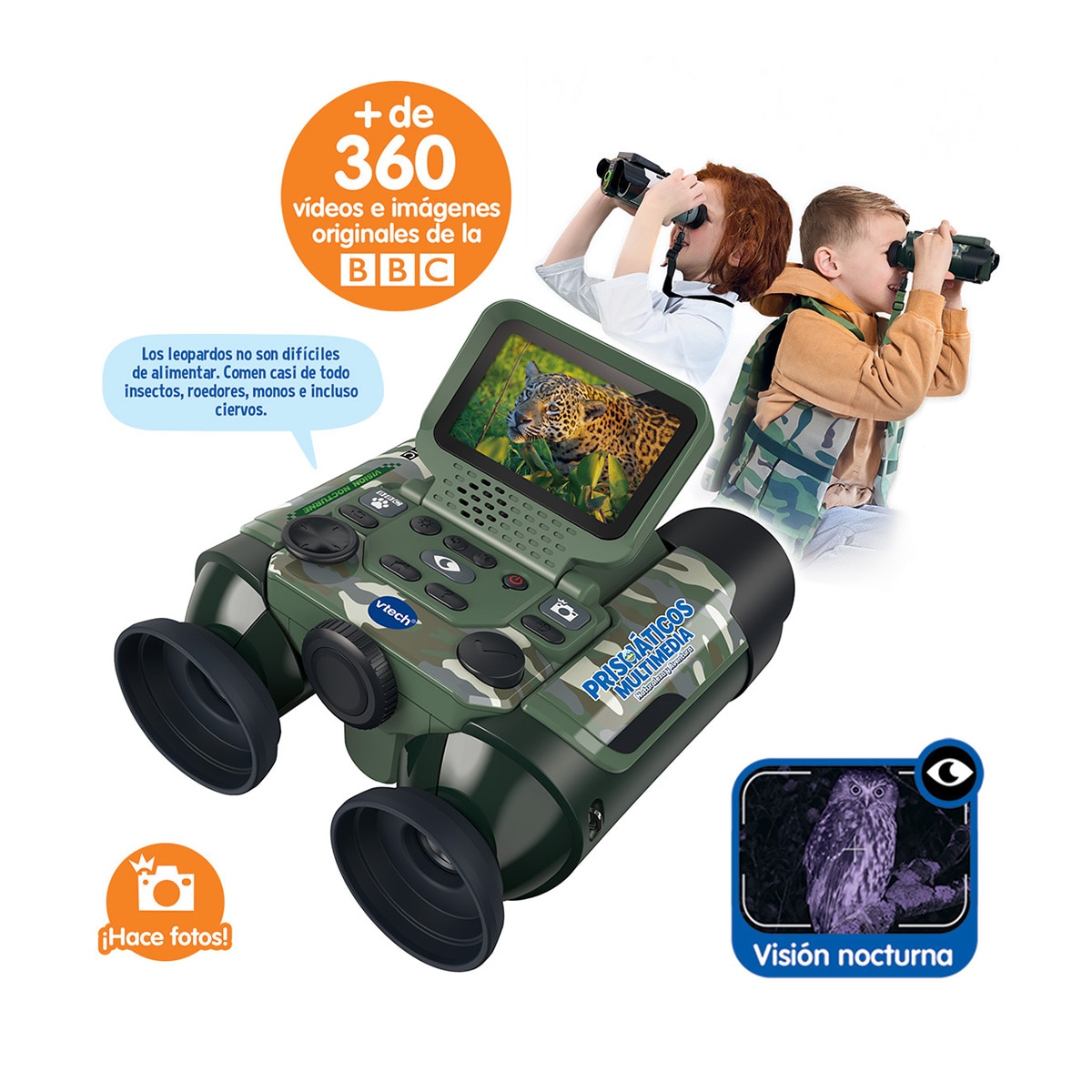 Prismáticos multimedia Naturaleza y aventura camuflaje Vtech 2