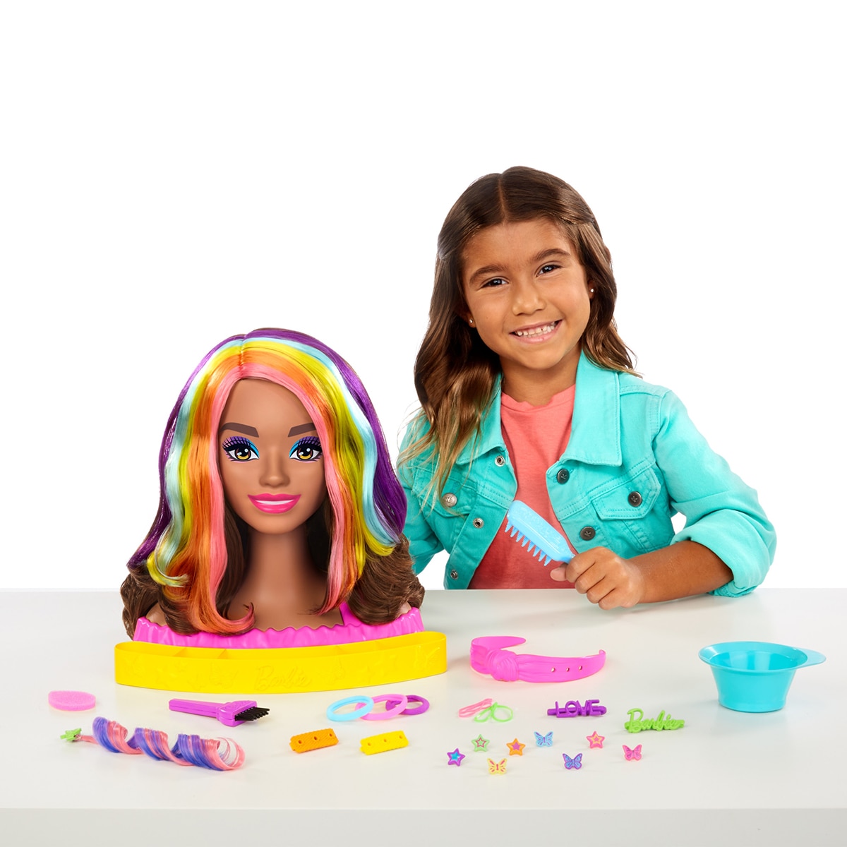 Barbie Totally Hair Cabeza para peinar morena Color Reveal 3
