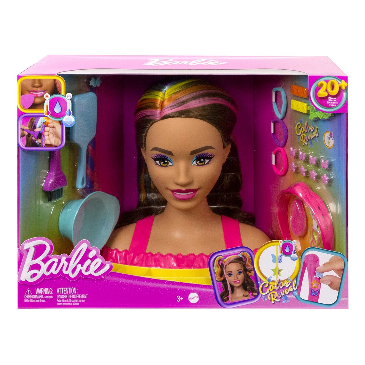 Barbie Totally Hair Cabeza para peinar morena Color Reveal 7