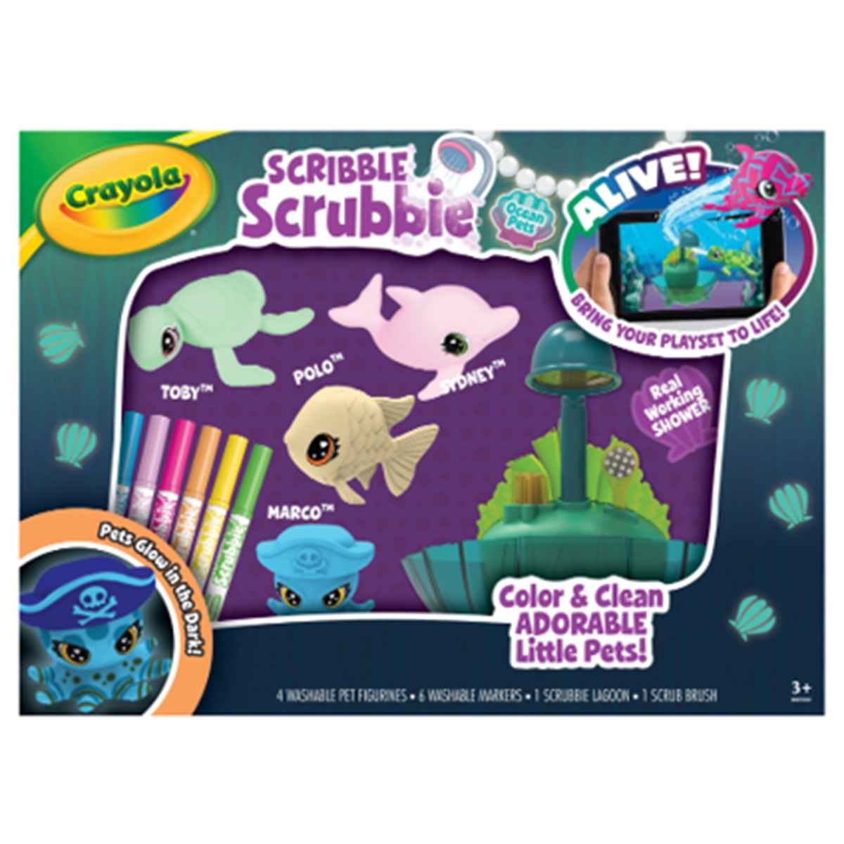 Crayola – Set Laguna 4 Mascotas Glow in the Dark.