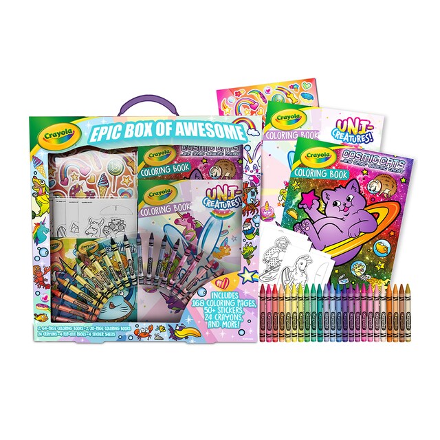 Super Set Creativo 4 libros, 24 ceras, stickers Crayola