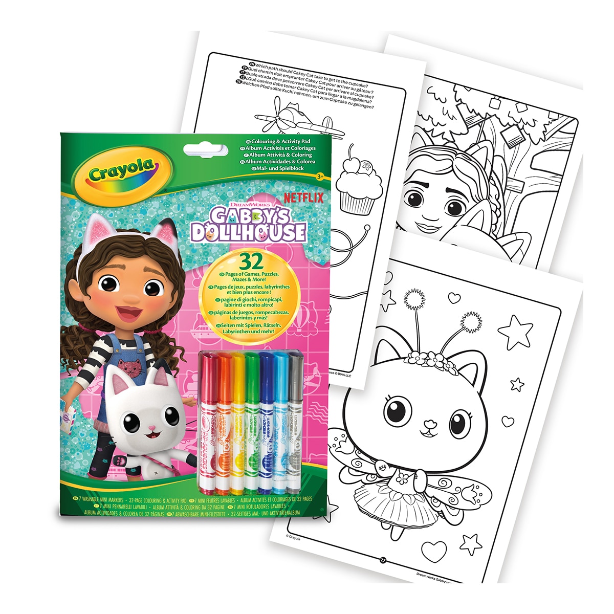 Imagen 0 de Libro Actividades y Colorear Gabby´s Dollhouse con 7 rotuladores Crayola