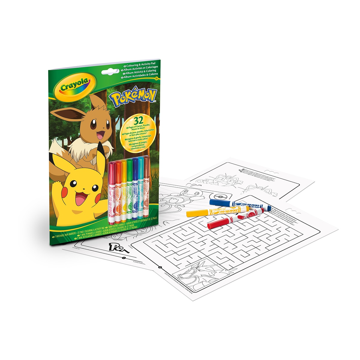 Imagen 0 de Libro Actividades y Colorear Pokemon 7 rotuladores Crayola