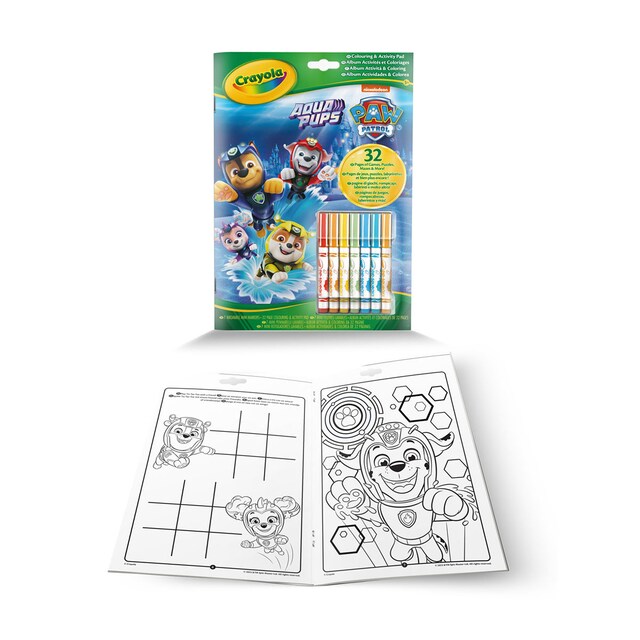 Libro Actividades y Colorear Paw Patrol 7 rotuladores Crayola