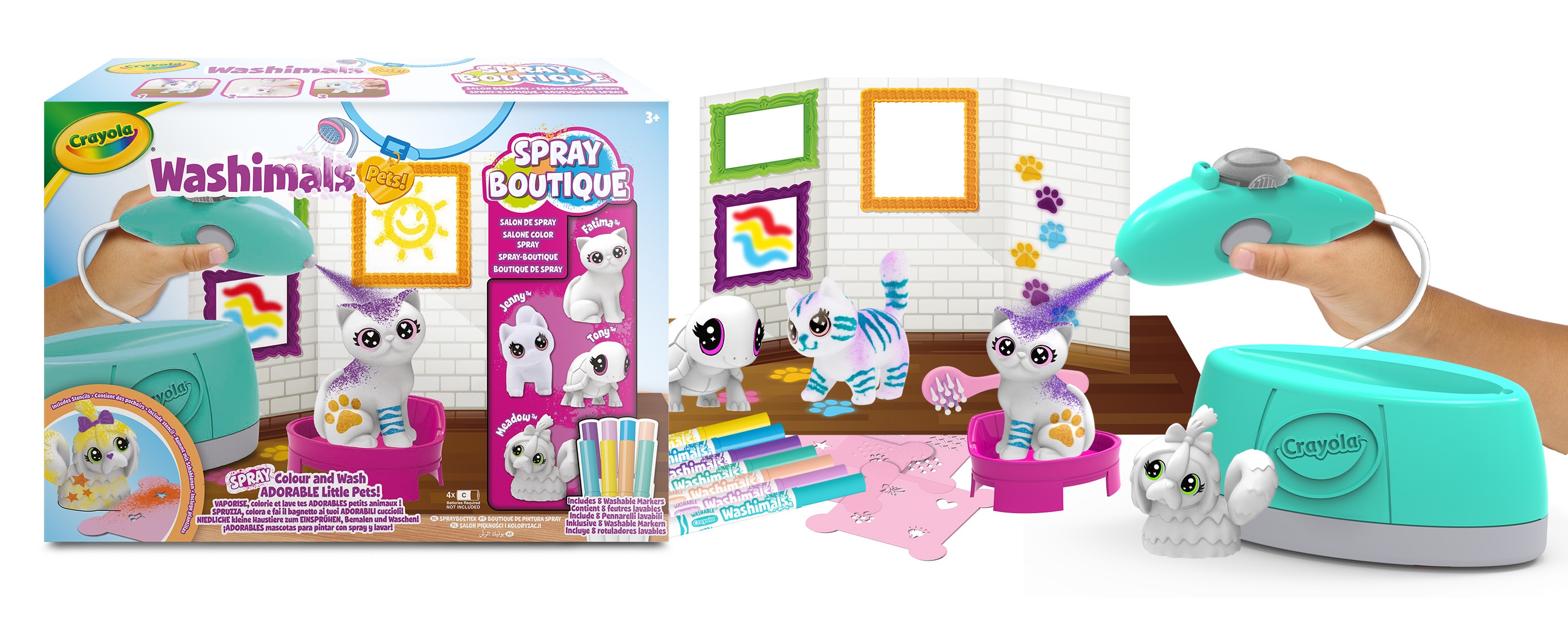 Spray Boutique con 4 mascotas Washimals Pets Crayola 2