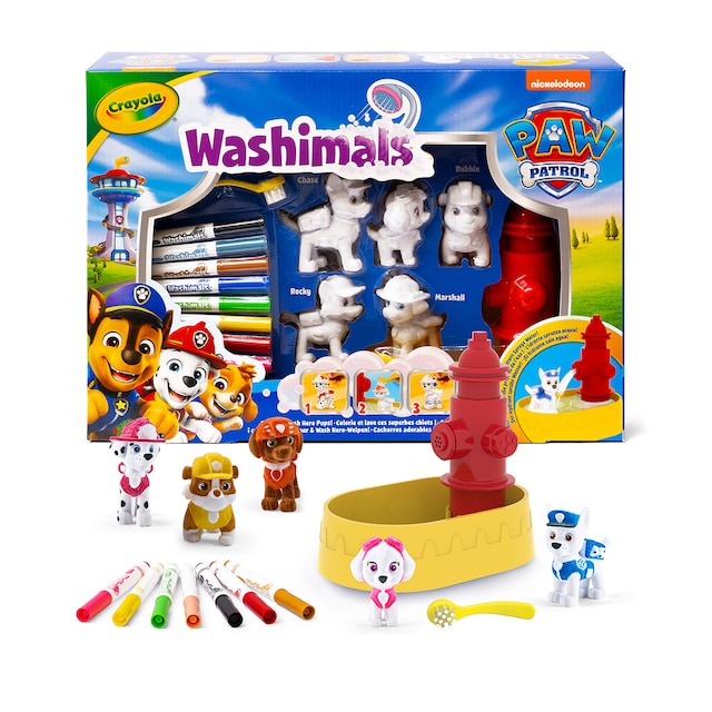 Washimals Paw Patrol - Set 5 mascotas con Bañera Boca de Incendios