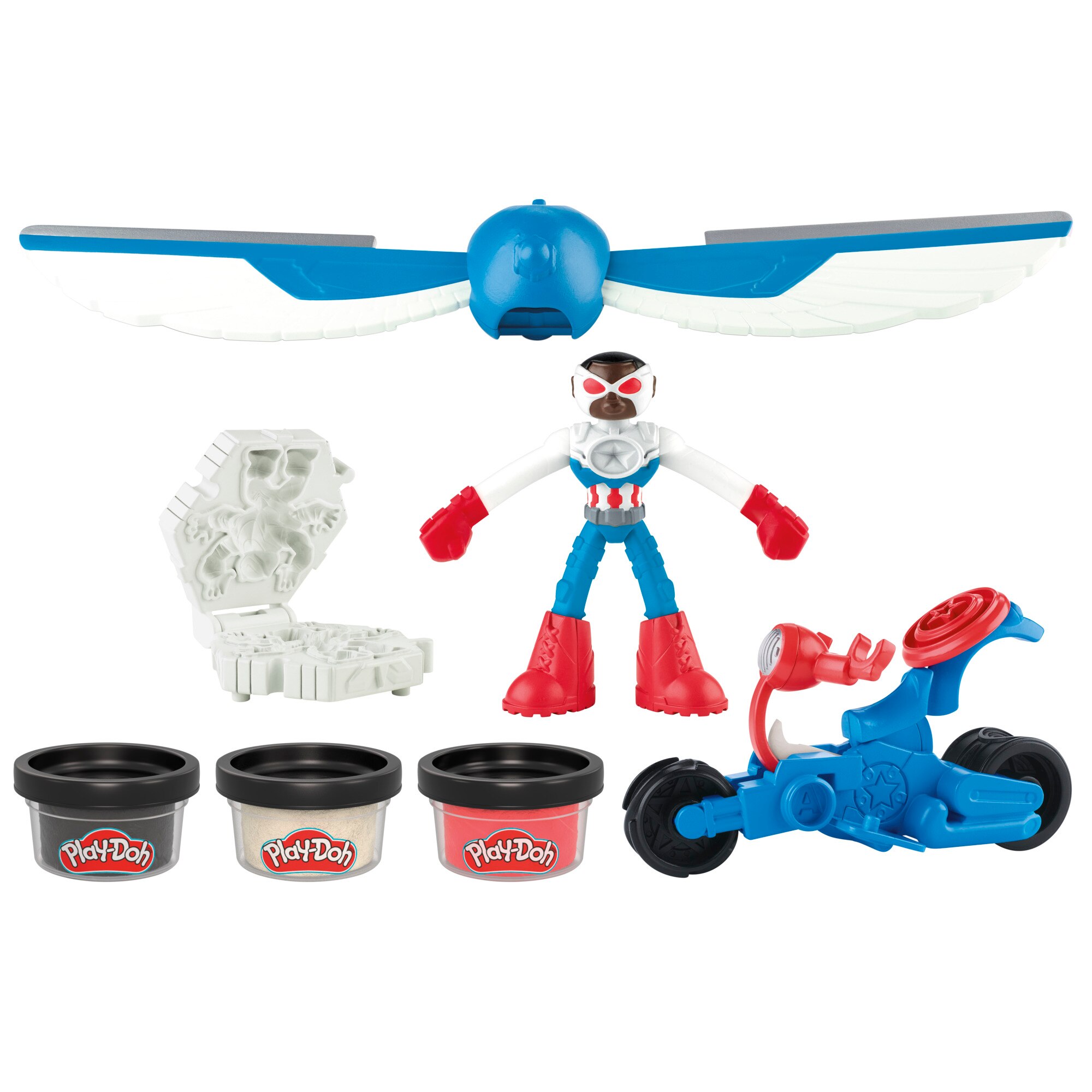Set de juego de manualidades Moto cortadora del Capitán América Marvel Play-Doh 2