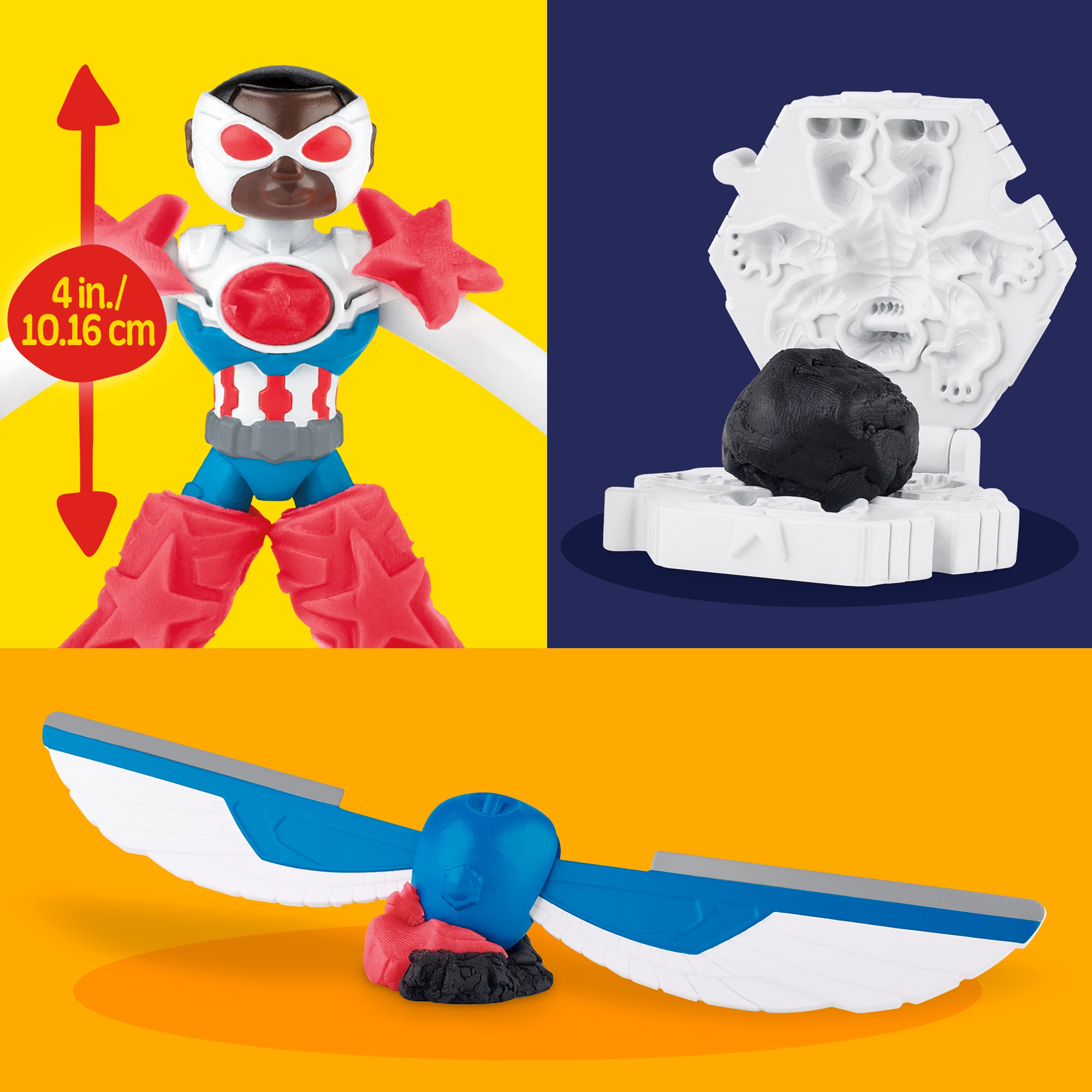 Set de juego de manualidades Moto cortadora del Capitán América Marvel Play-Doh 3