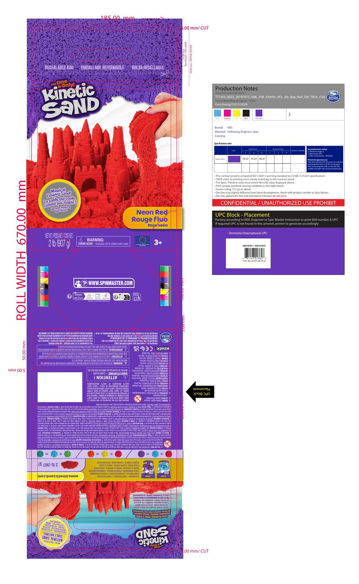 Juego de manualidades Bolsa rojo neón Kinetic Sand 4