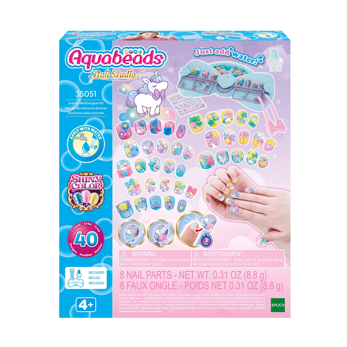 Manualidad artística Kit de Diseñador Uñas unicornio Aquabeads 2
