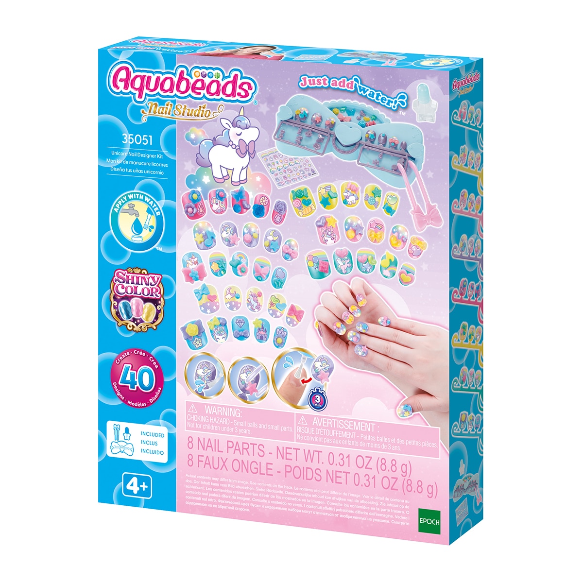 Manualidad artística Kit de Diseñador Uñas unicornio Aquabeads 3