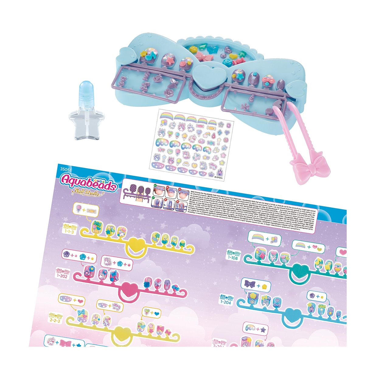 Manualidad artística Kit de Diseñador Uñas unicornio Aquabeads 6