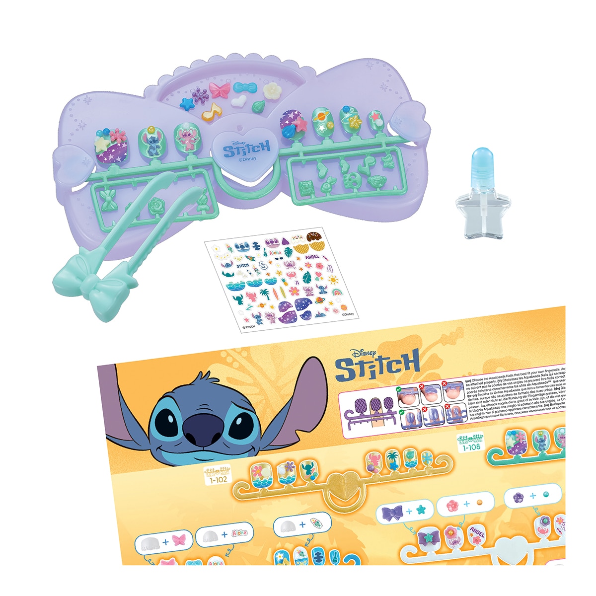 Manualidad artística Kit Diseña tus uñas Stitch Disney Aquabeads 2