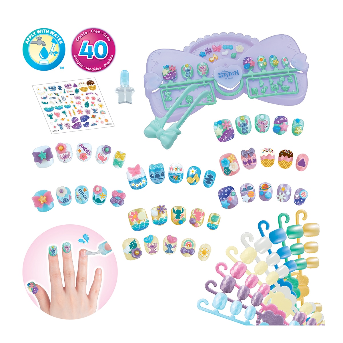 Manualidad artística Kit Diseña tus uñas Stitch Disney Aquabeads 6