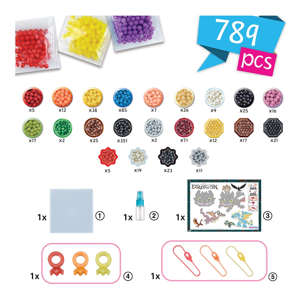 Manualidad artística Kit llaveros cómo entrenar a tu dragón Aquabeads 4