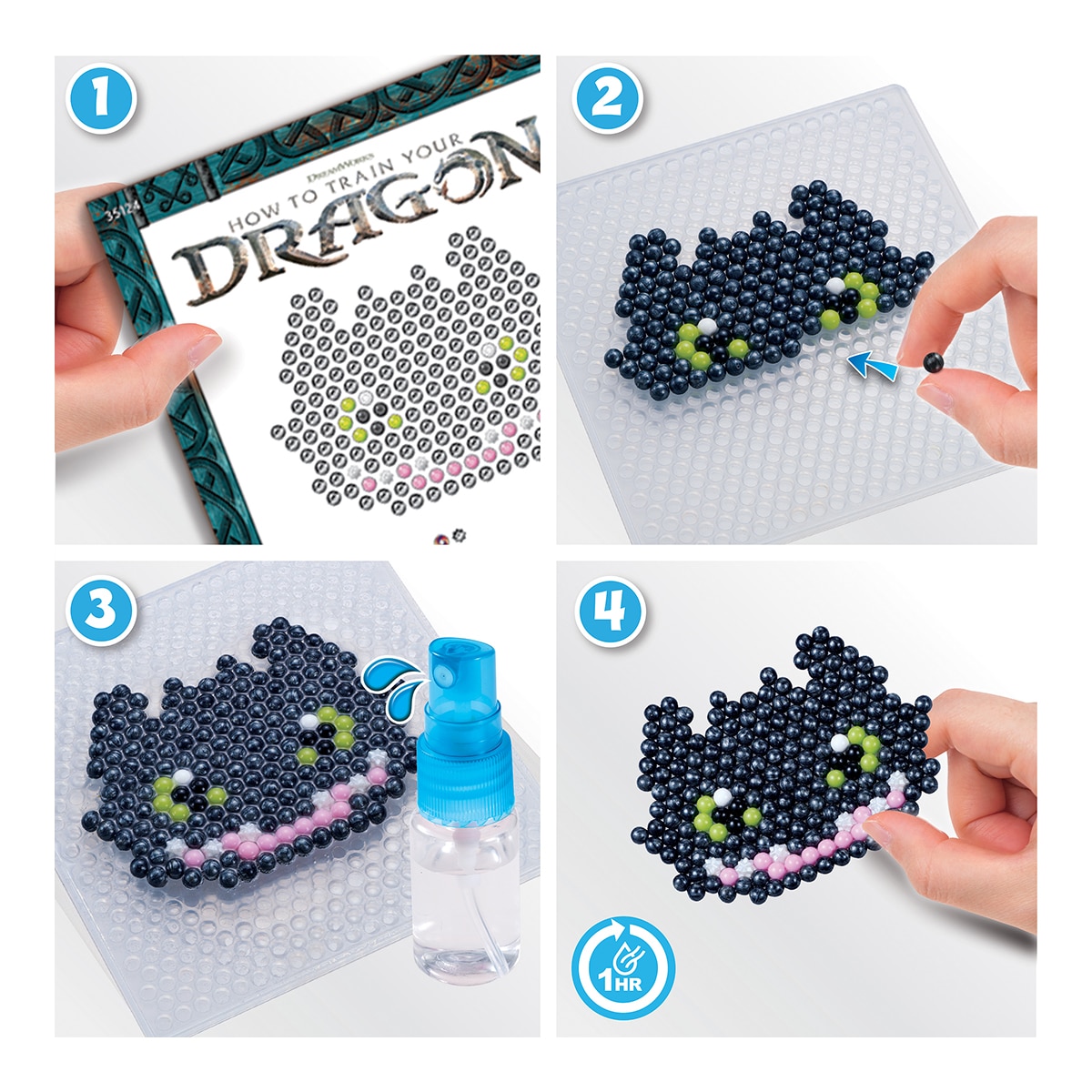 Manualidad artística Kit llaveros cómo entrenar a tu dragón Aquabeads 6