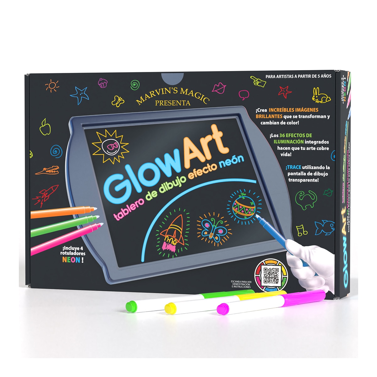Juego de manualidades Glow Art Black Marvin's Magic 8