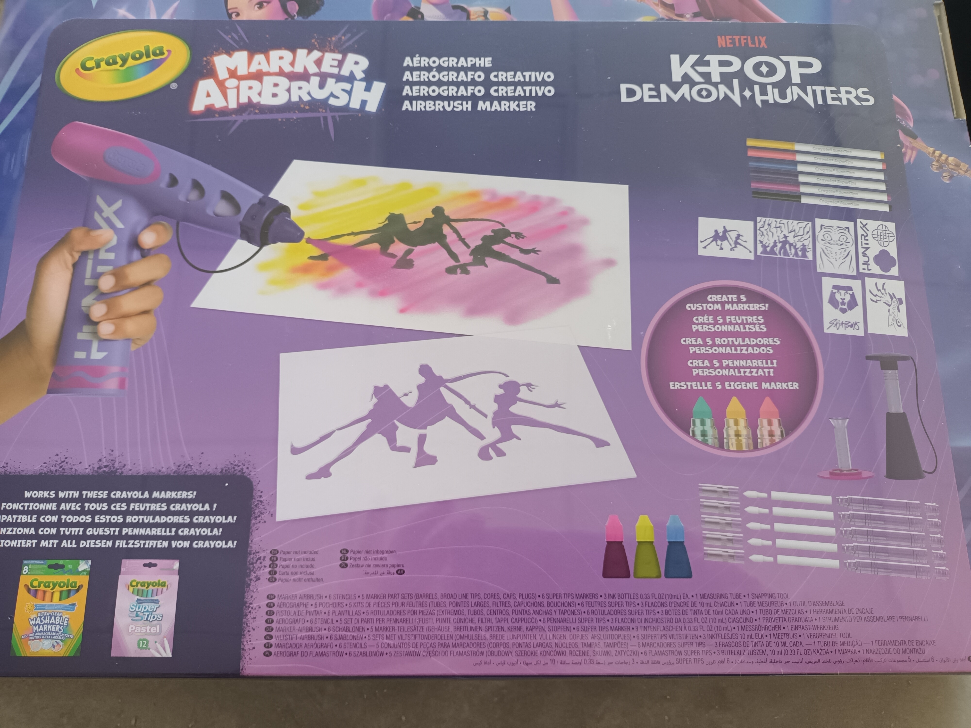 Manualidad Combo 2 en 1 Súper Aerógrafo Laboratorio de Rotuladores K-POP Demon Hunters Crayola 5