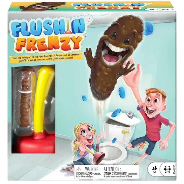 Mattel Games Baño Boom, ¡Atrapa la Caca!, juego de mesa infantil
