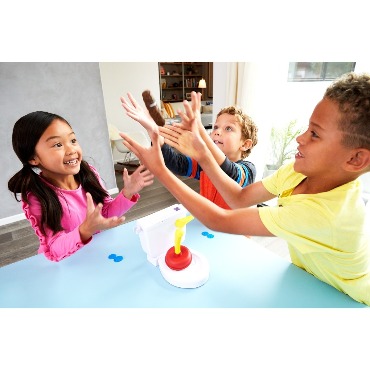 Mattel Games Baño Boom, ¡Atrapa la Caca!, juego de mesa infantil 7