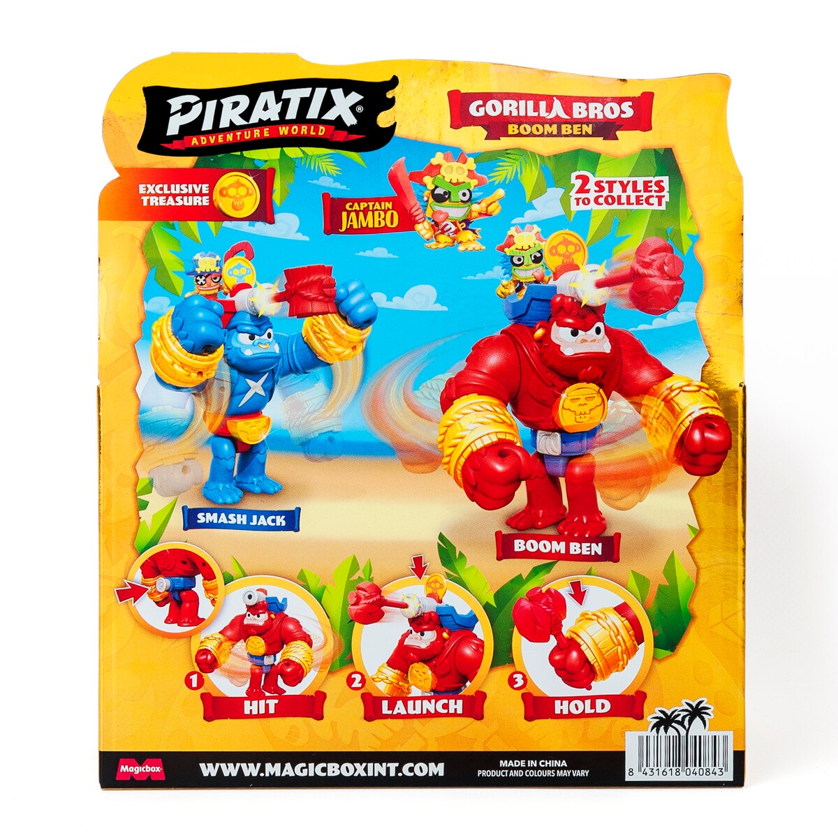 PIRATIX Smash Jack – Gorilla Articolato Con Azione A Scatto, Colpisce Verticalmente, Include Capitano Bantu E Tesoro Esclusivo
