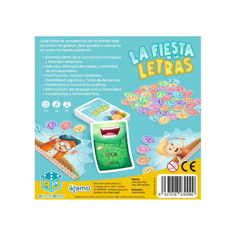 Juego de mesa educativo La Fiesta de las letras de 1 a 4 jugadores Atomo Games 6