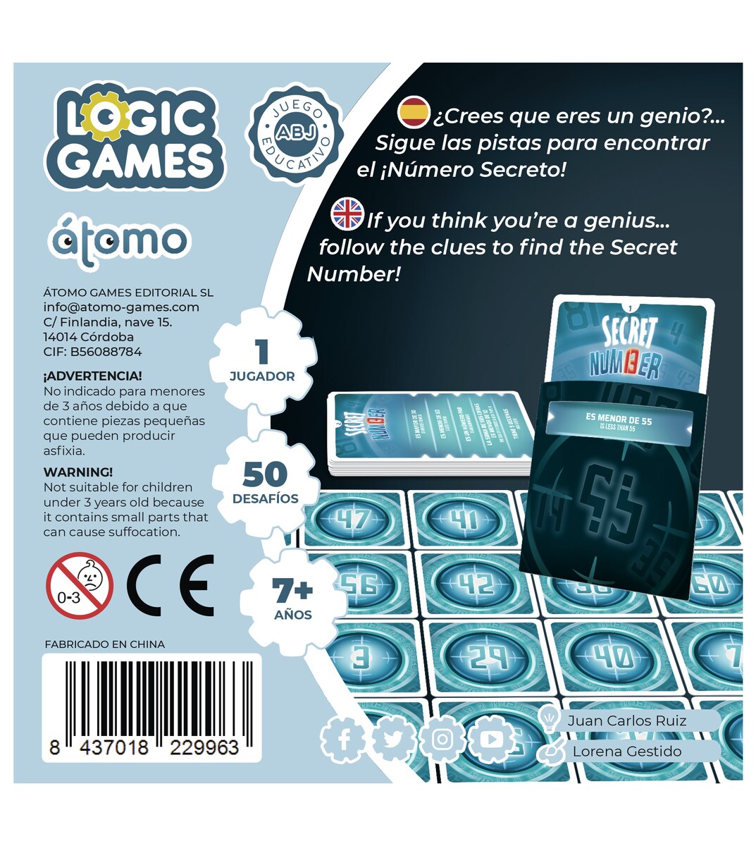Juego educativo de Lógica Secret Number Atomo Games 13