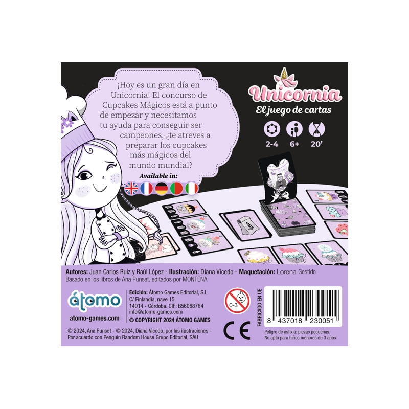 Juego de cartas Unicornia de 2 a 4 jugadores Atomo Games 12