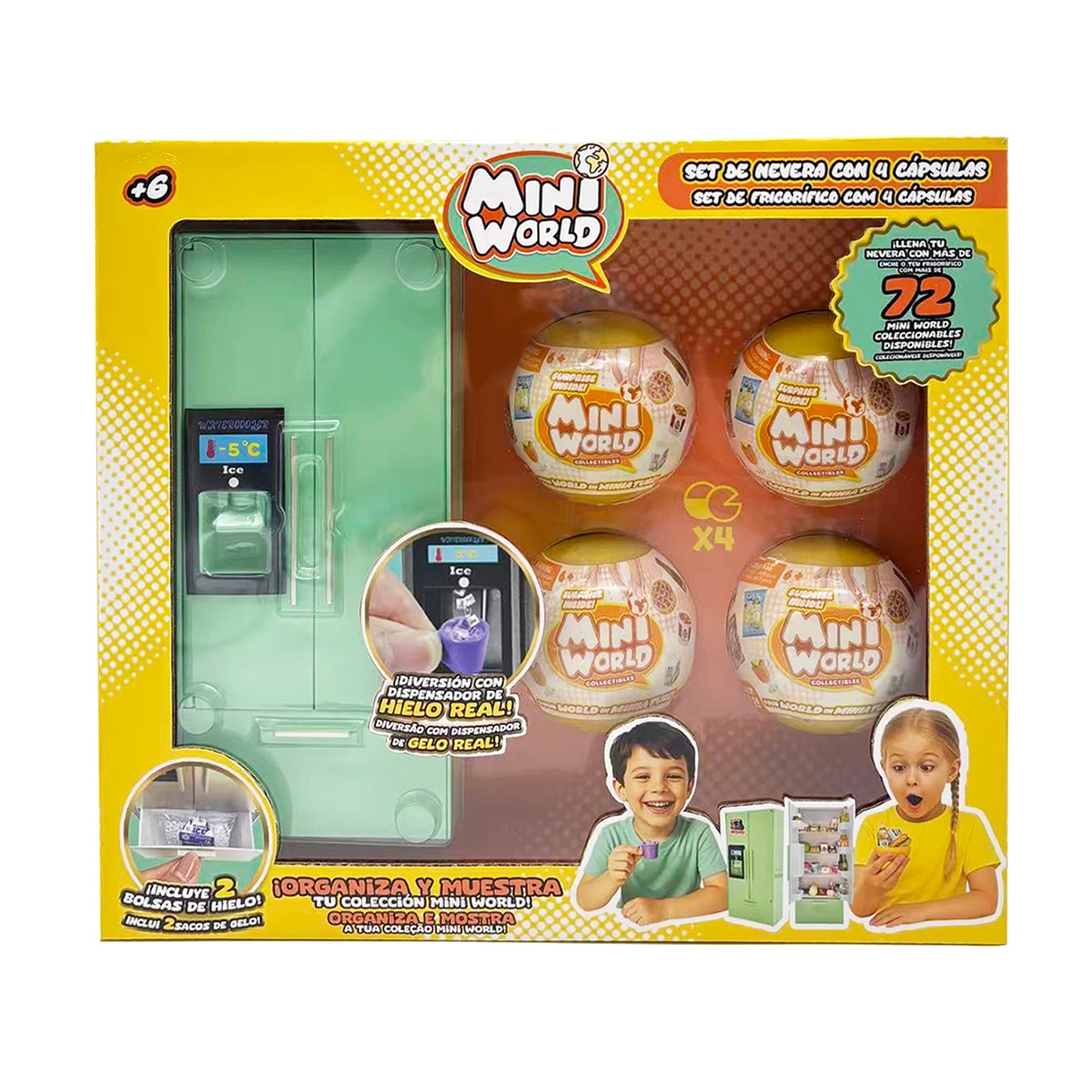 Imagen 0 de Juego educativo Mini coleccionable Mini World set nevera con 4 cápsulas surtida Bizak