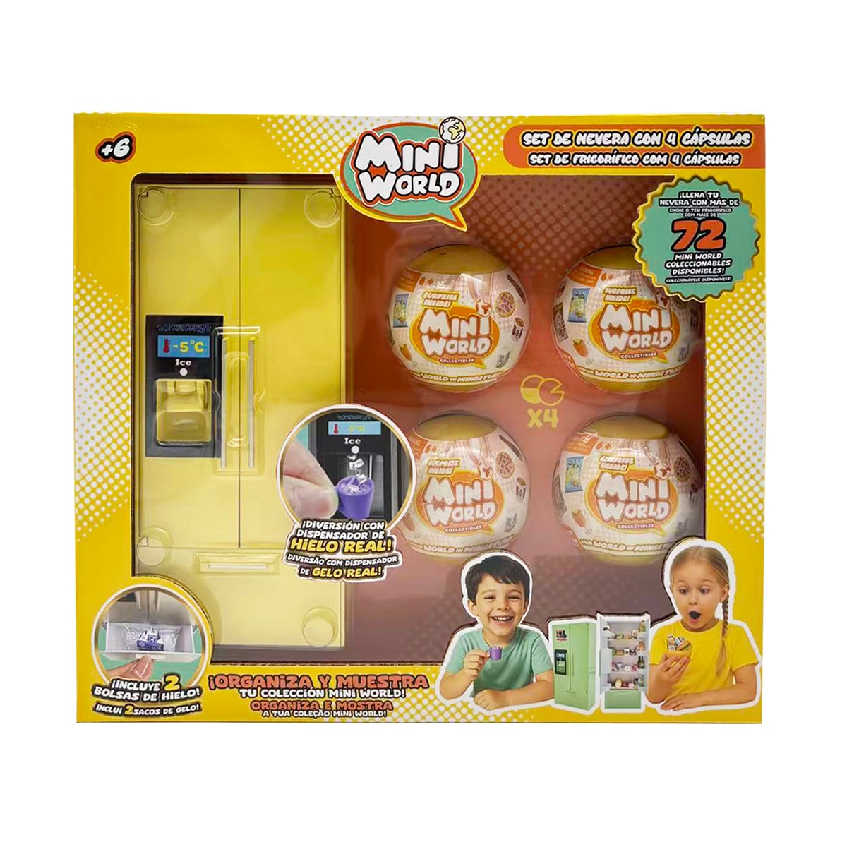 Juego educativo Mini coleccionable Mini World set nevera con 4 cápsulas surtida Bizak 7