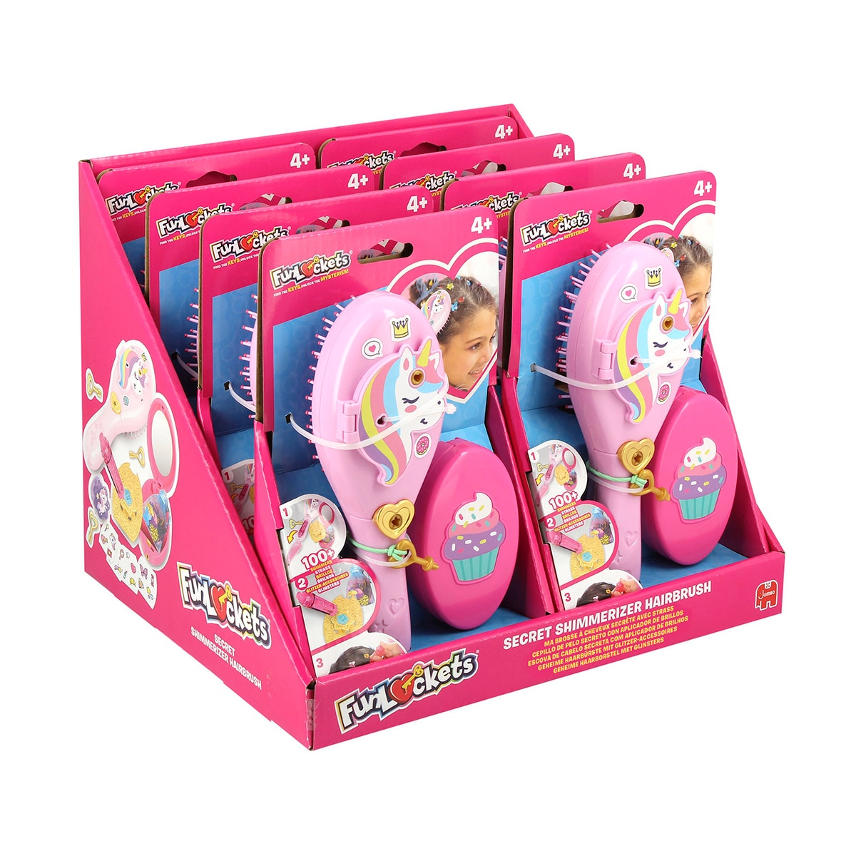 Cepillo de pelo con brillos de pelo y sorpresas Funlockets Diset 18