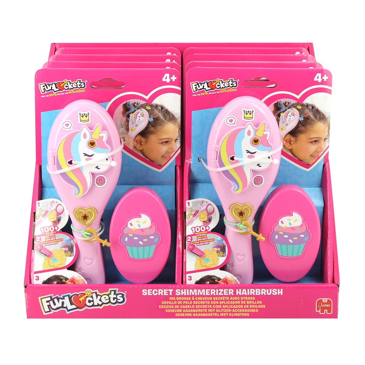 Cepillo de pelo con brillos de pelo y sorpresas Funlockets Diset 20