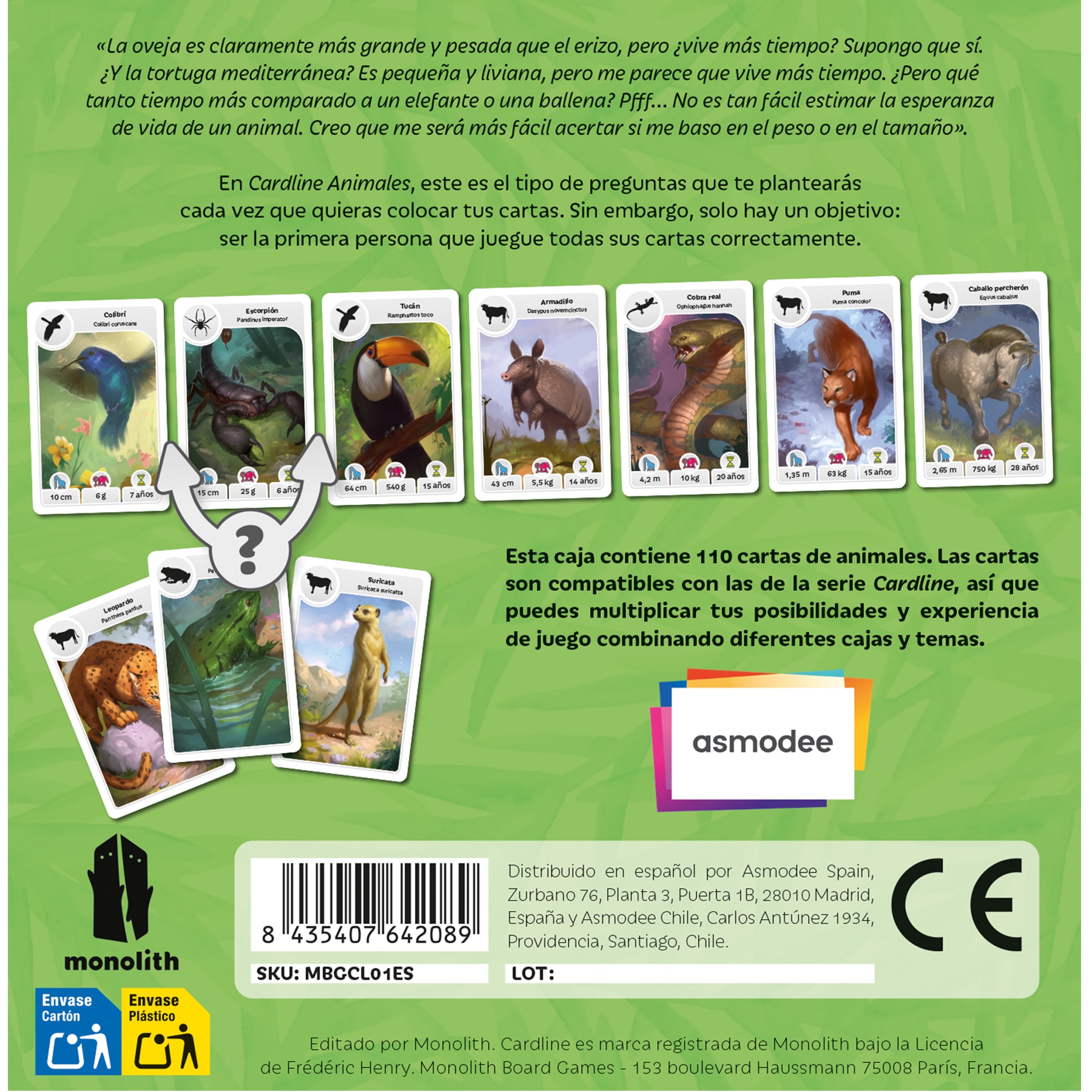 Juego de cartas Cardline Animales Monolith 3