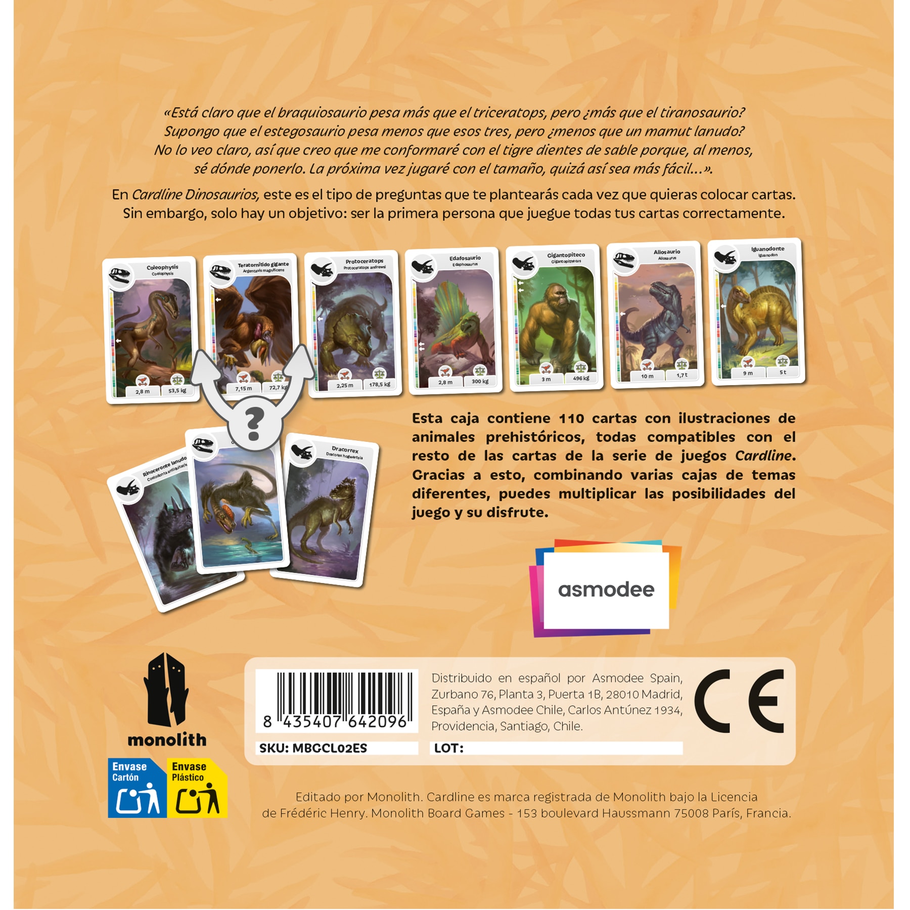 Juego de cartas Cardline Dinosaurios Monolith 3