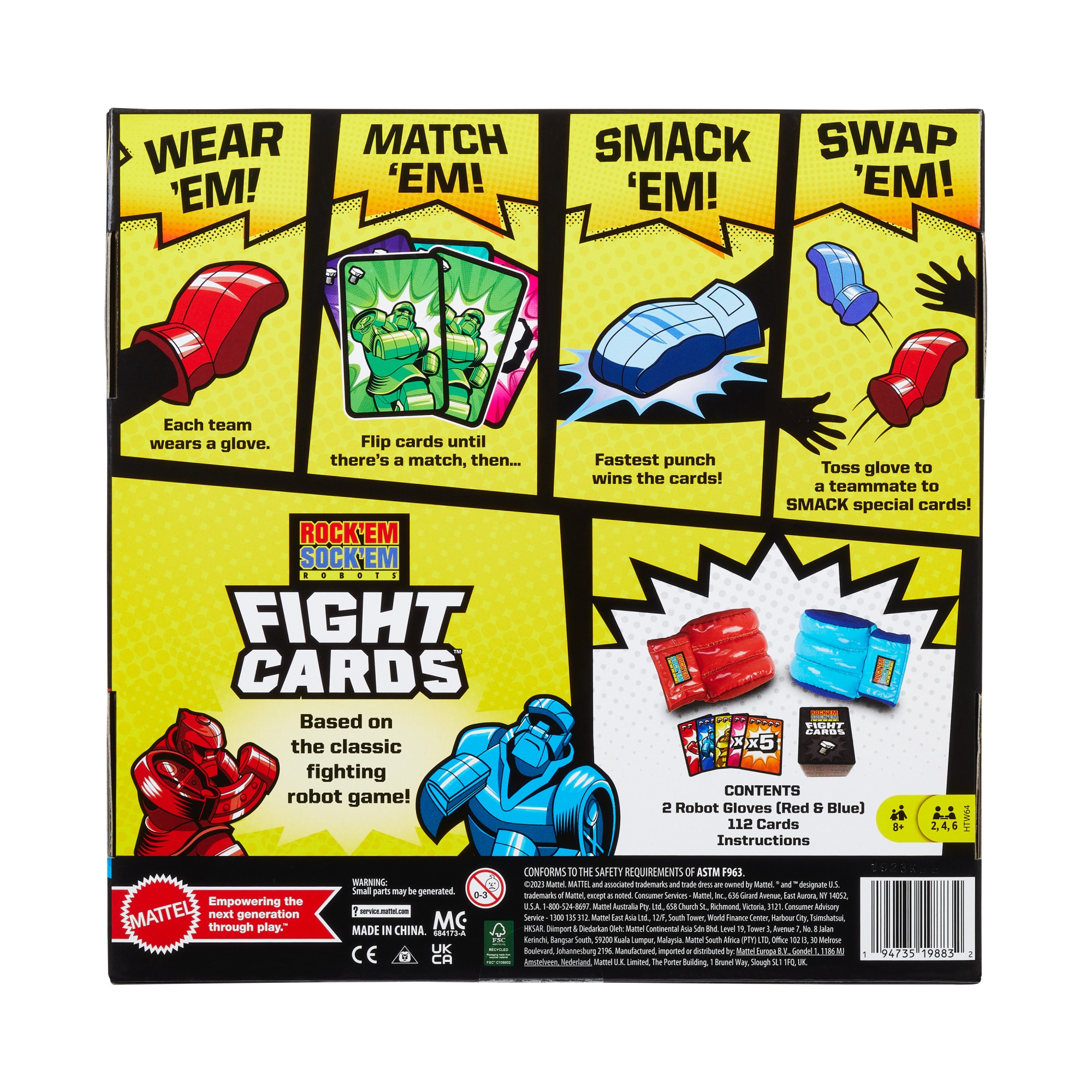 Juego de cartas con guantes de boxeo Rock'Em Sock'Em Robots Mattel Games 7