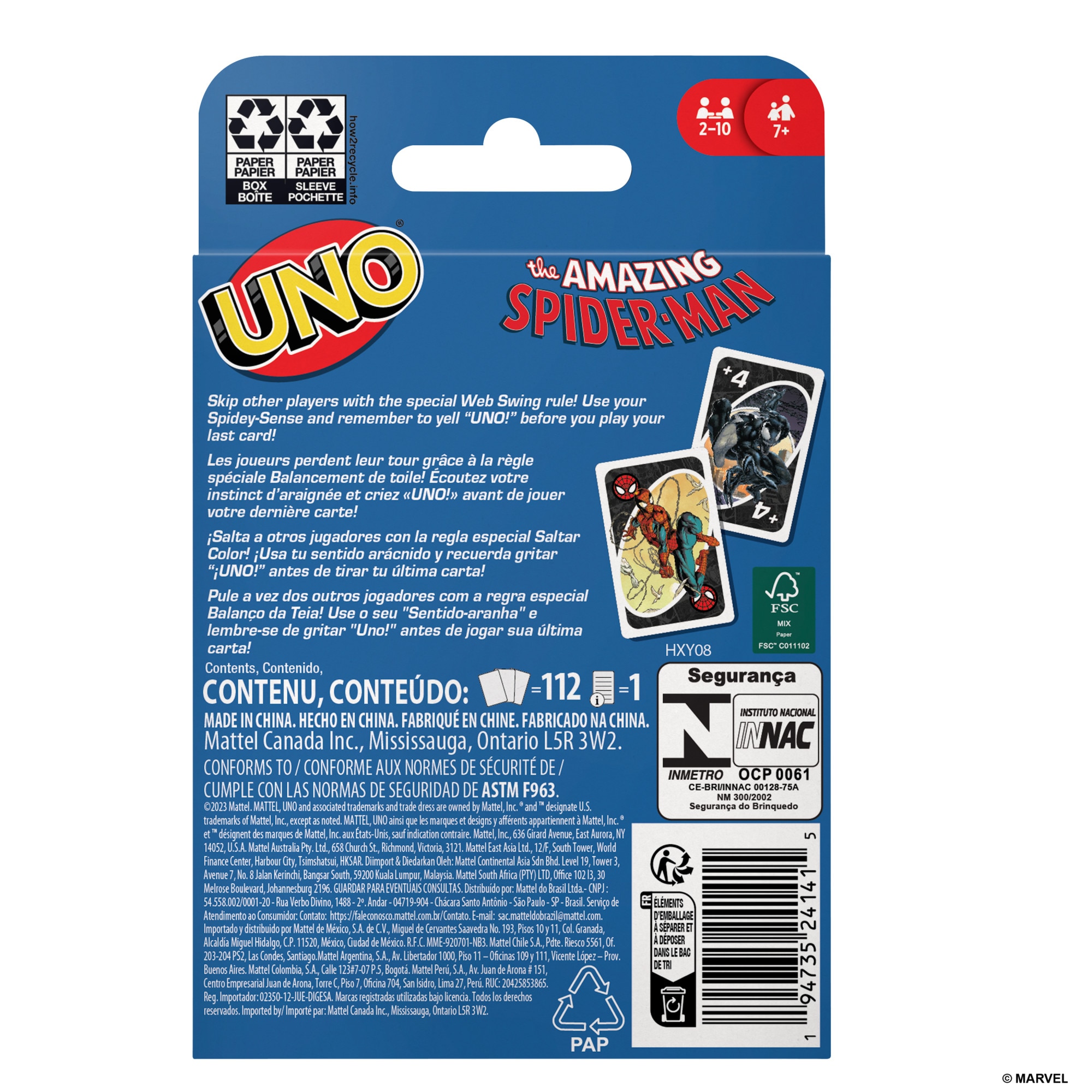 UNO The Amazing Spider-Man Mattel Games 3