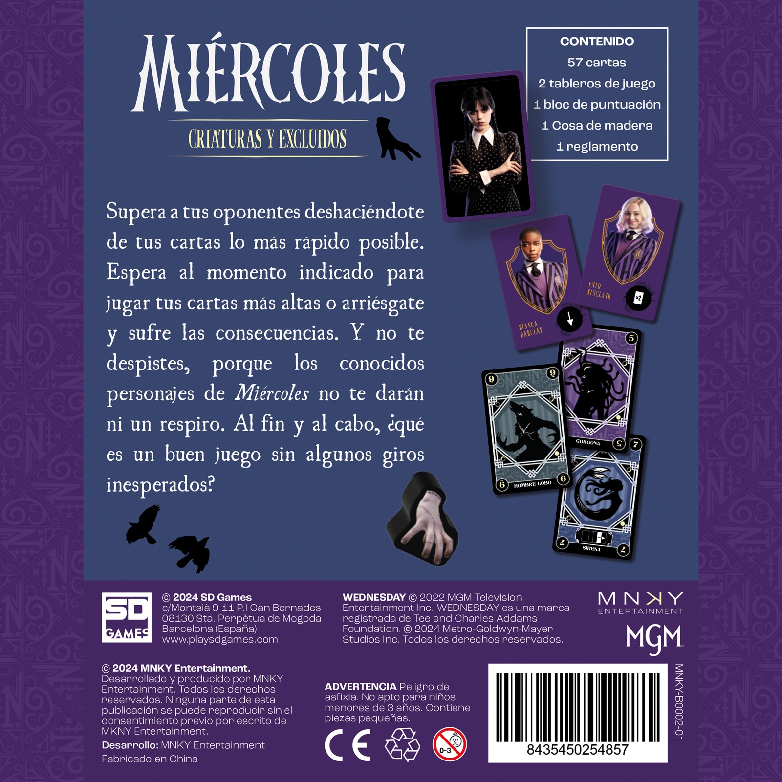 Juego de cartas Miércoles: Criaturas Y Excluidos SD Games 2