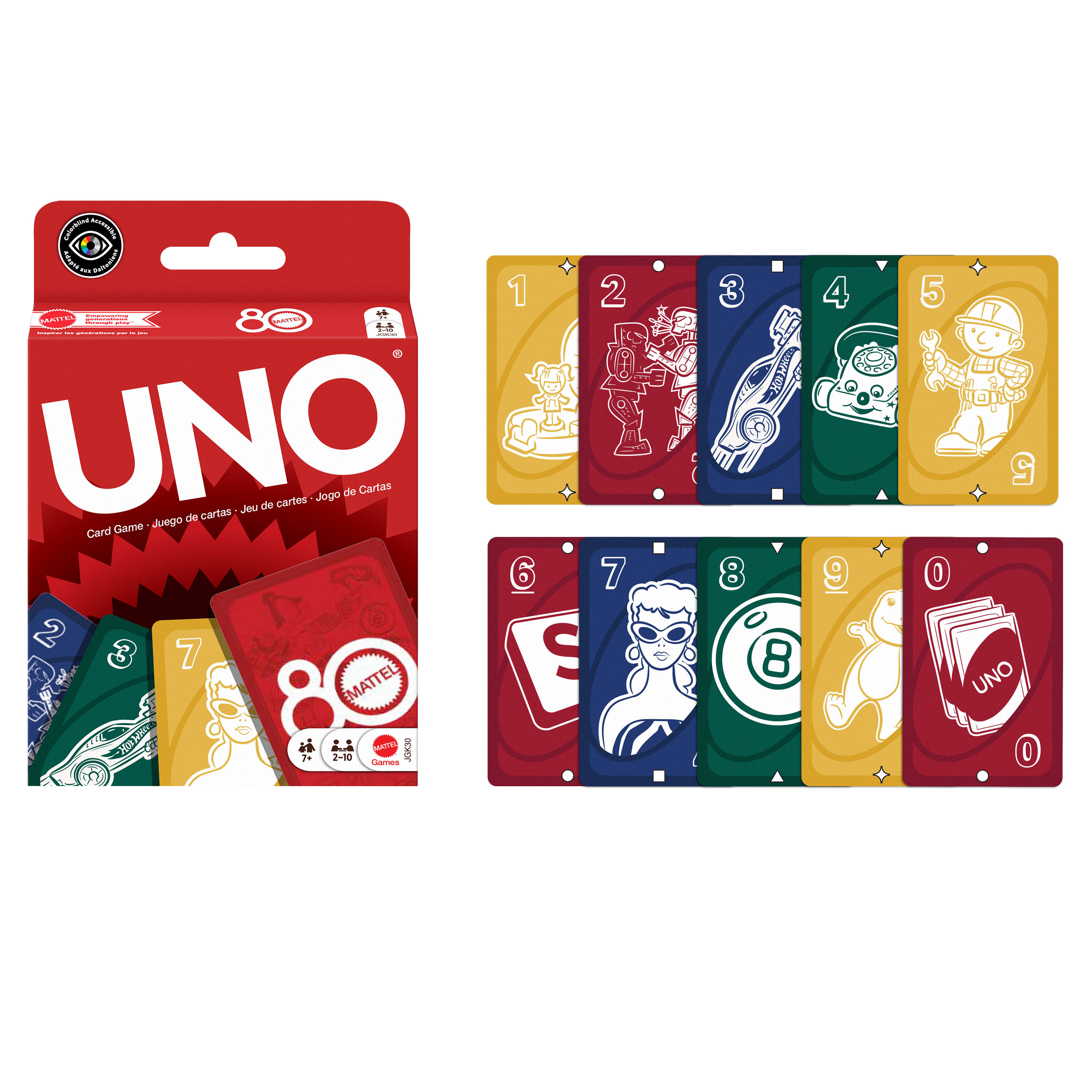 Juego de cartas 80 aniversario UNO Rojo Rubí Mattel Games 5