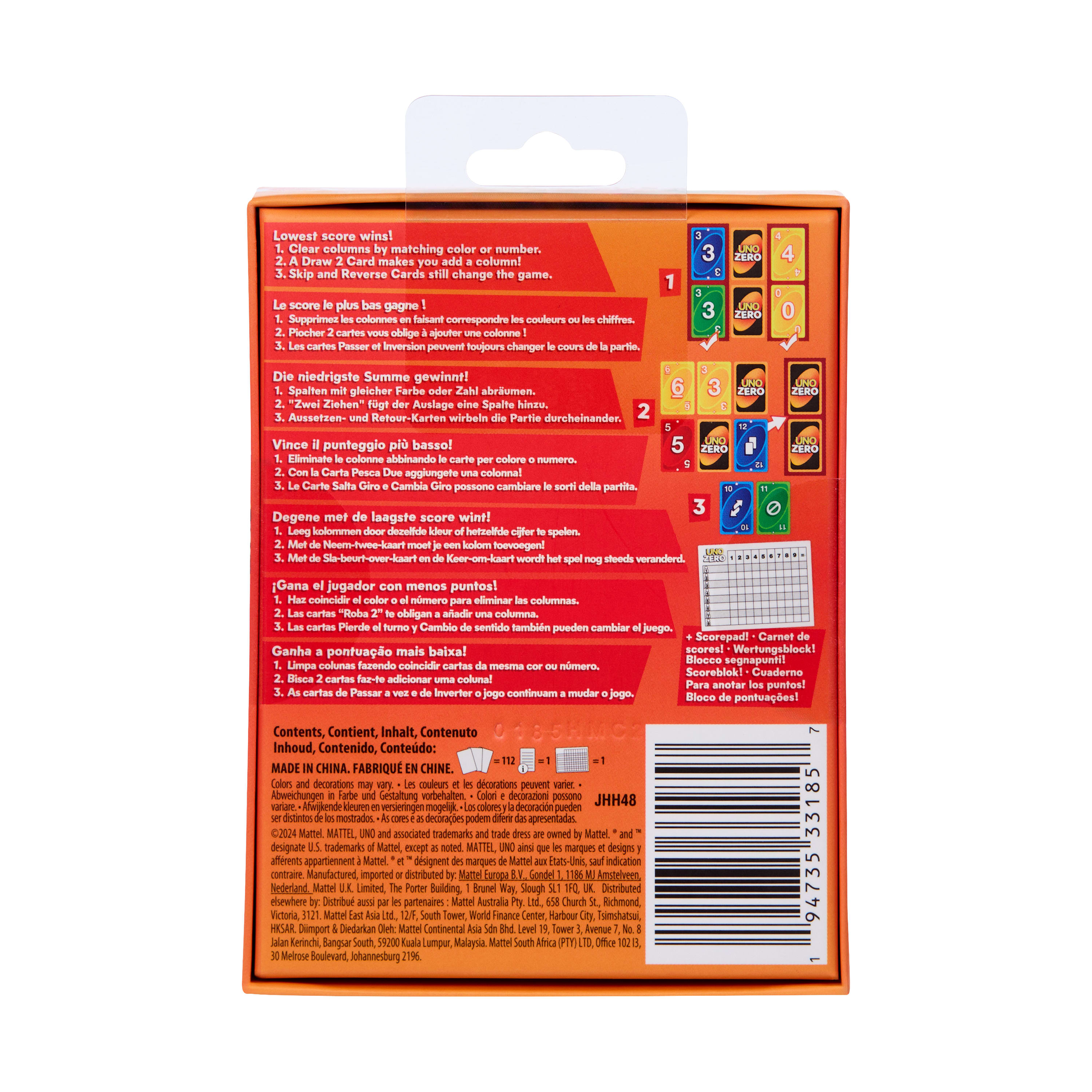 Juego de cartas Zero UNO Mattel Games 7