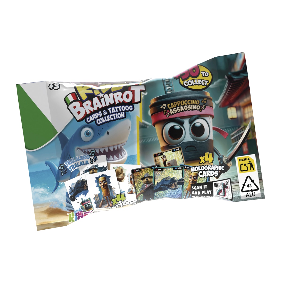 Imagen 0 de Cartas holográficas + Tatoos Brainrot Toy Partners