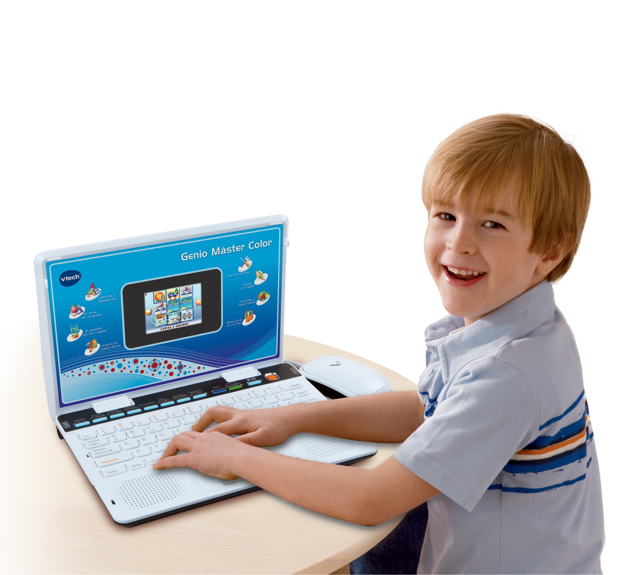 Genio Máster Color bilingüe azul Ordenador infantil bilingüe con 180 actividades para aprender inglés, matemáticas, ciencias, anatomía VTech 3