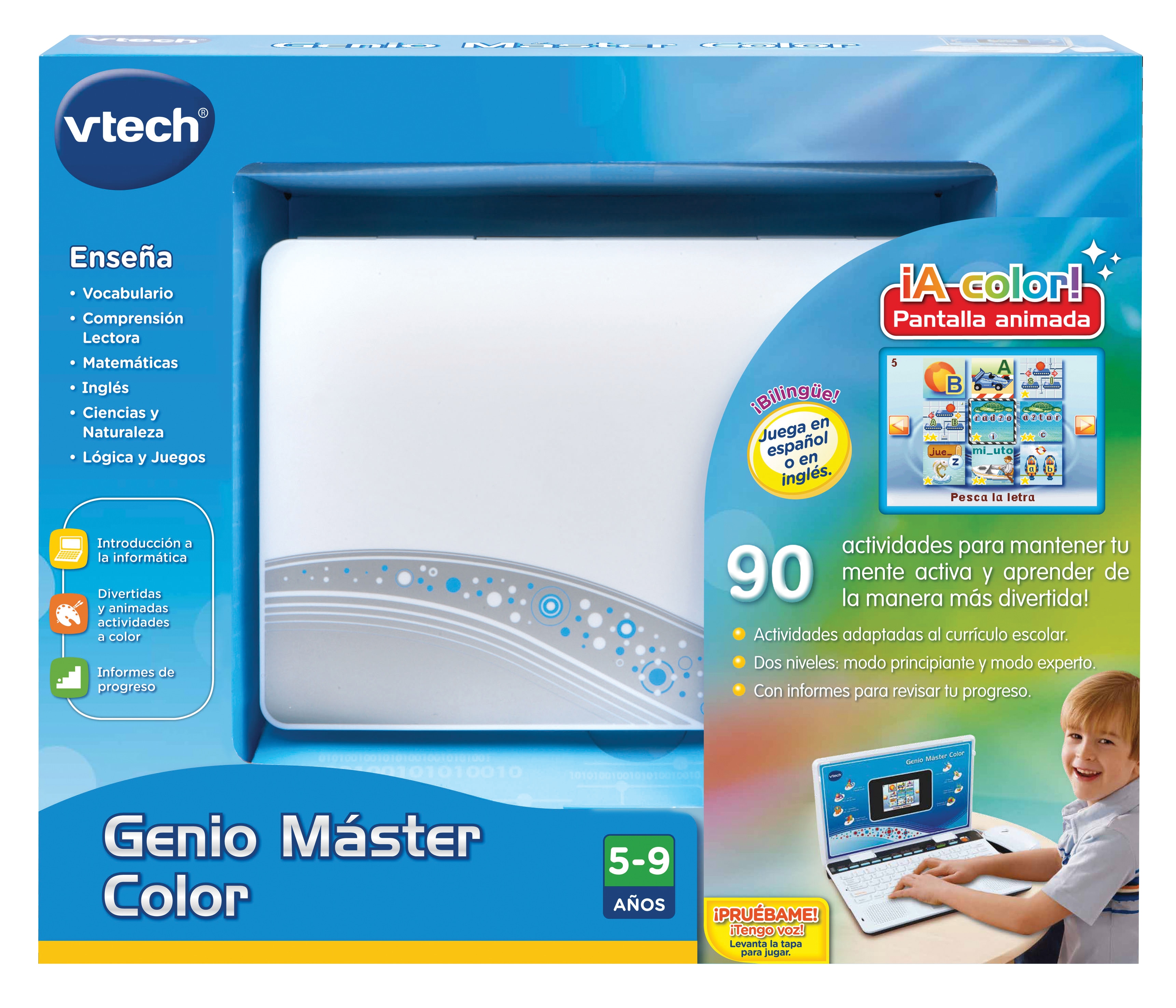 Genio Máster Color bilingüe azul Ordenador infantil bilingüe con 180 actividades para aprender inglés, matemáticas, ciencias, anatomía VTech 5
