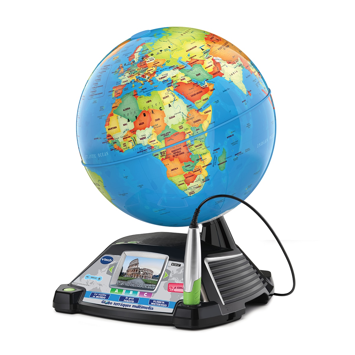 VTech – Globo terráqueo multimedia, Globo interactivo con pantalla y + 600 imágenes y vídeos de la BBC VTech.