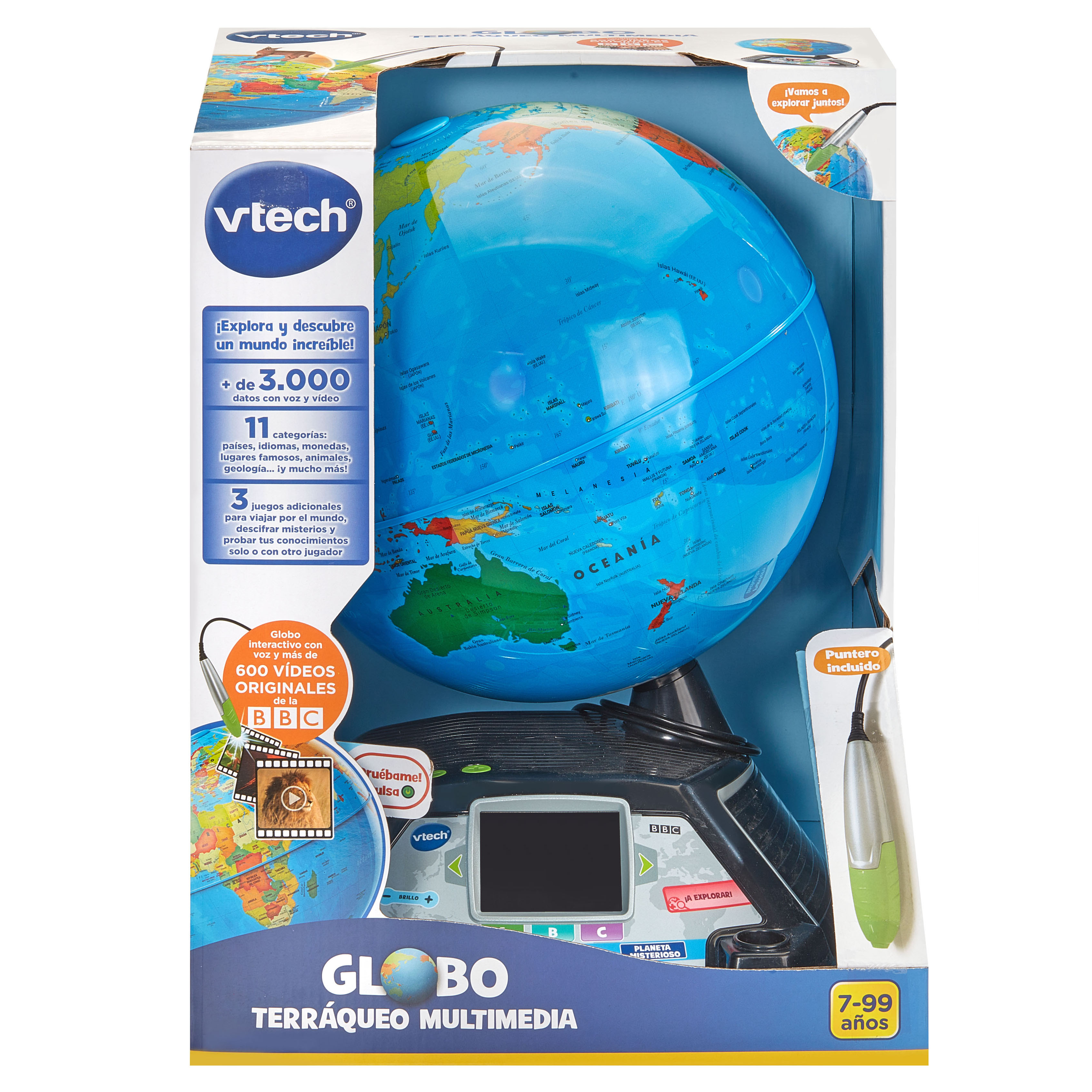 Globo terráqueo multimedia, Globo interactivo con pantalla y + 600 imágenes y vídeos de la BBC VTech 5