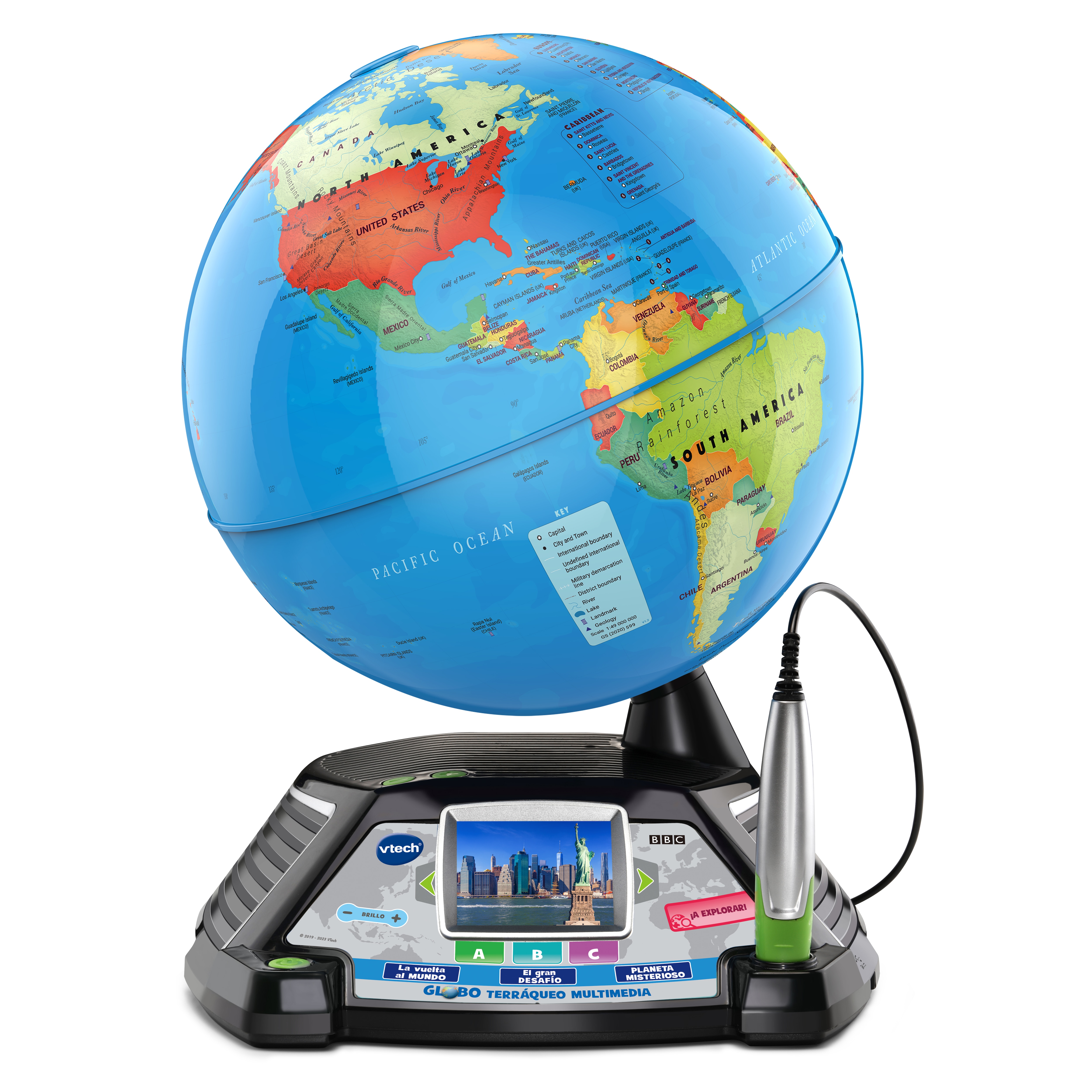 Globo terráqueo multimedia, Globo interactivo con pantalla y + 600 imágenes y vídeos de la BBC VTech 8