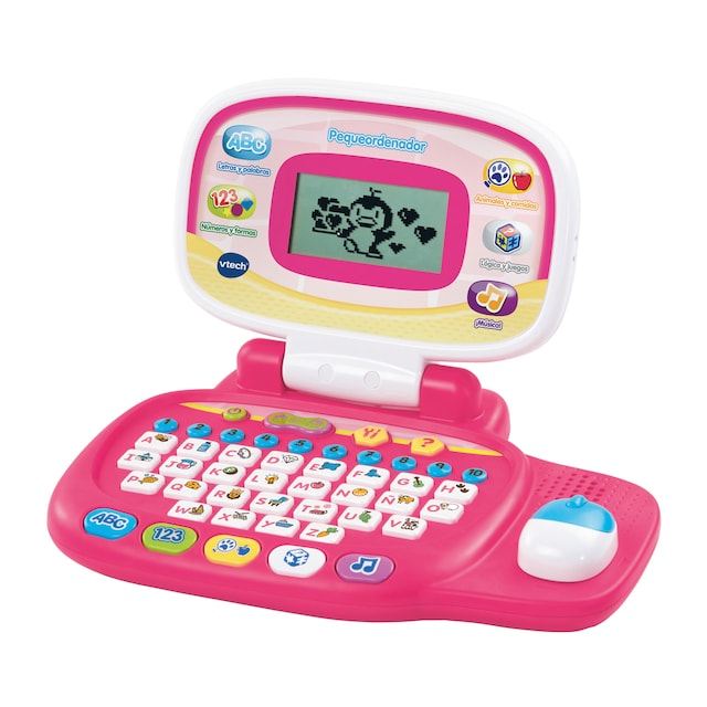 Pequeordenador rosa, ordenador portátil infantil con ratón direccional, educativo