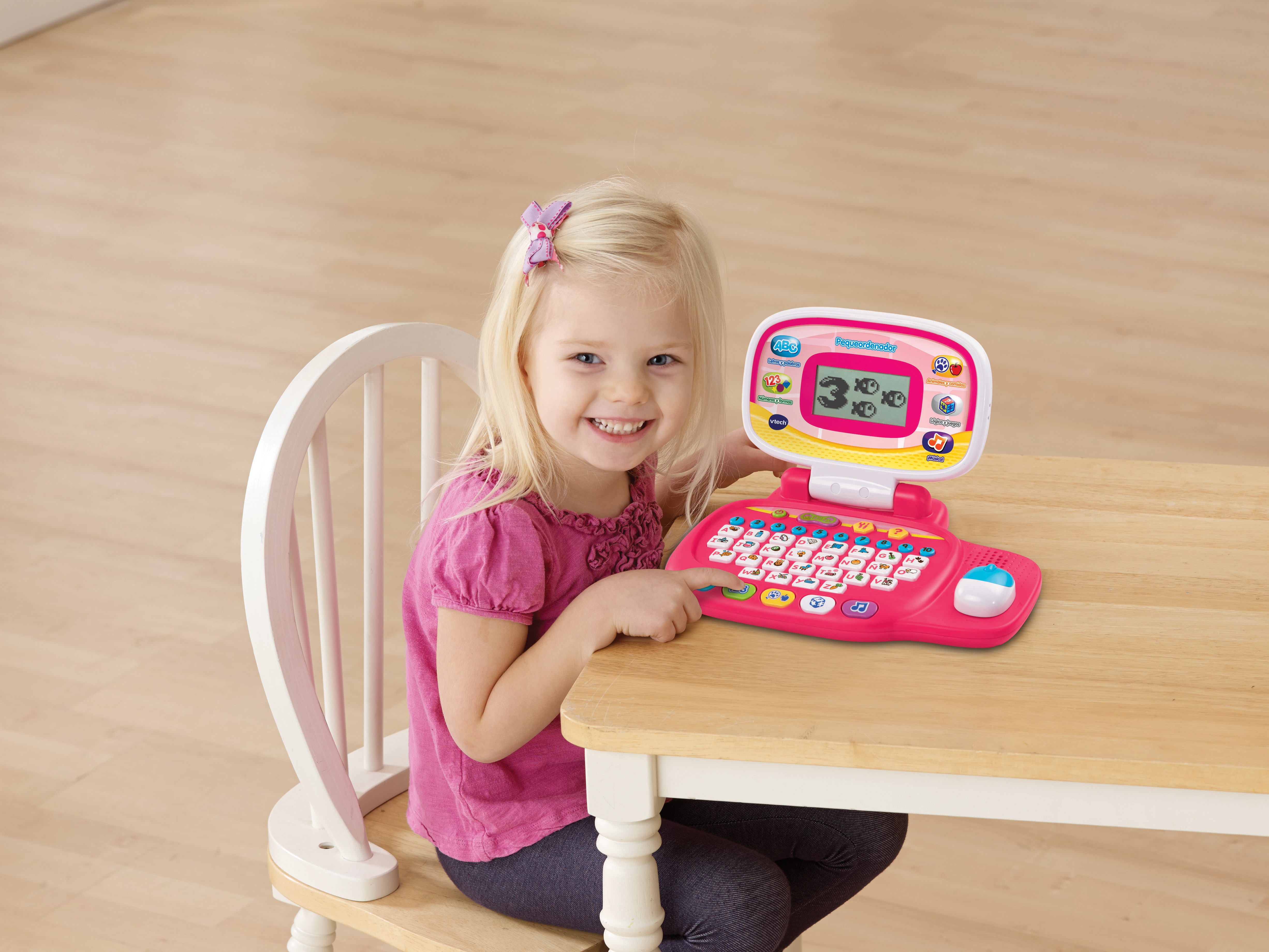 Pequeordenador rosa, ordenador portátil infantil con ratón direccional, educativo 2