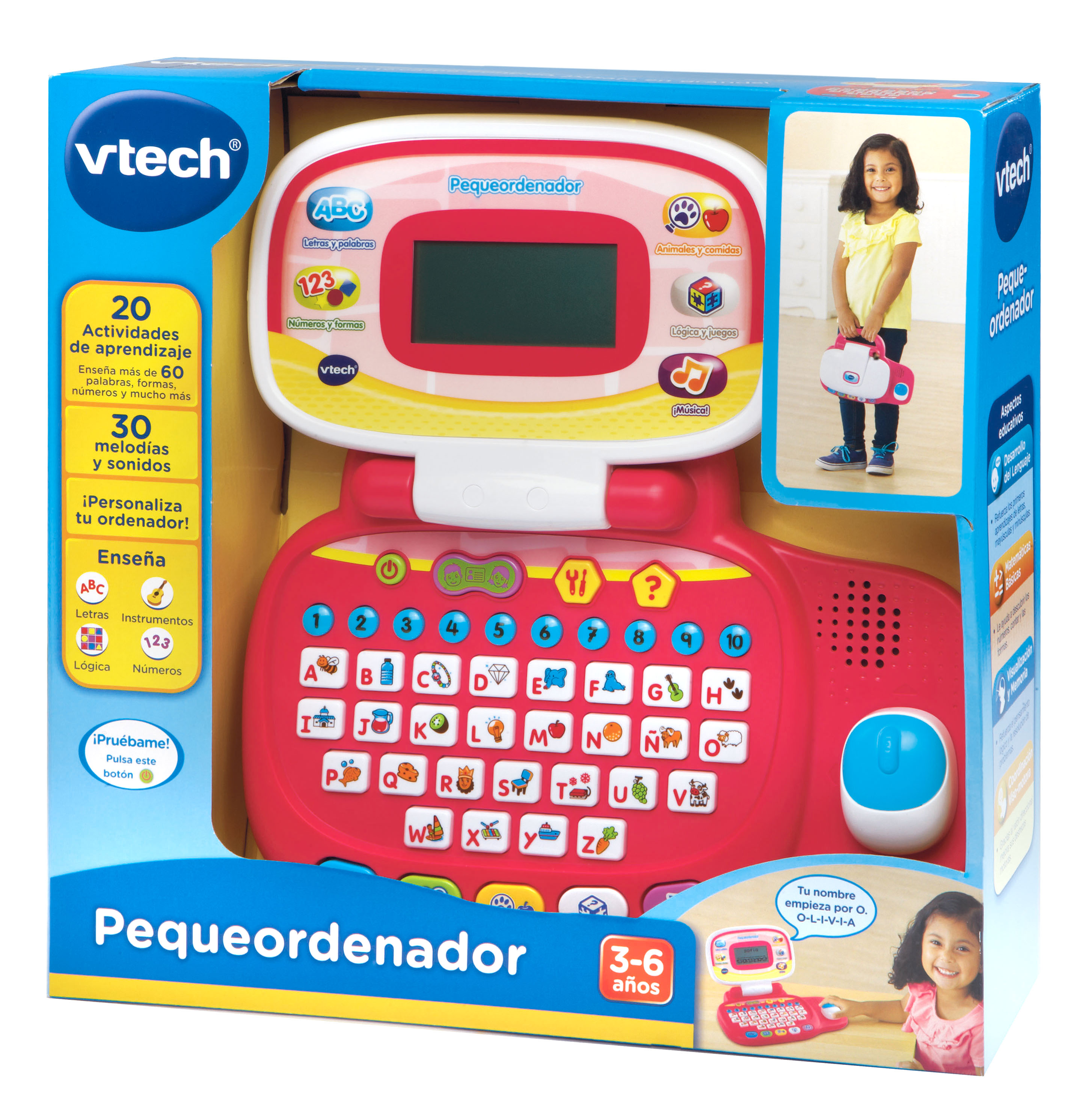 Pequeordenador rosa, ordenador portátil infantil con ratón direccional, educativo 3