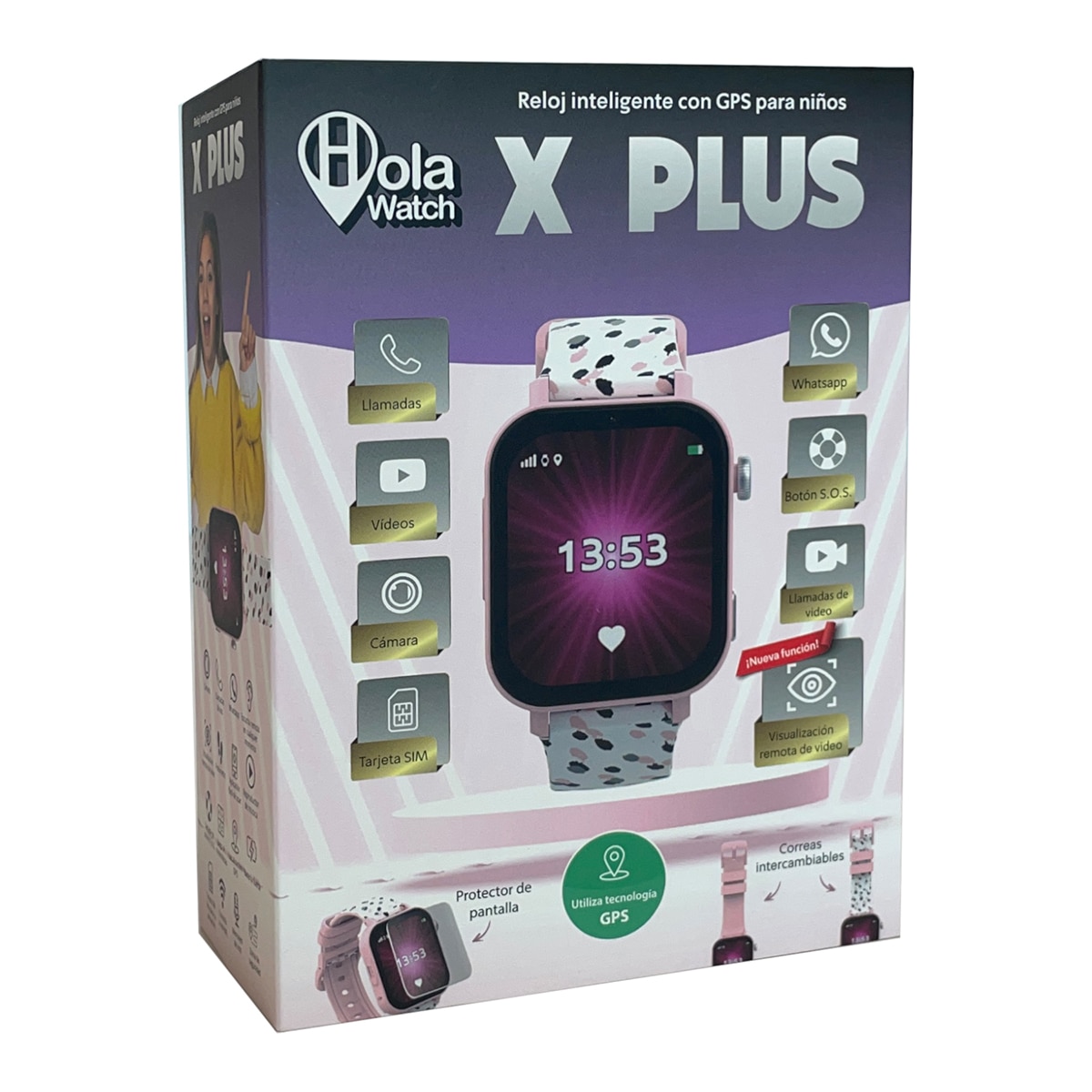 Reloj Inteligente Holawatch " X Plus Pink Android" con correas intercambiables y protector de pantalla 15